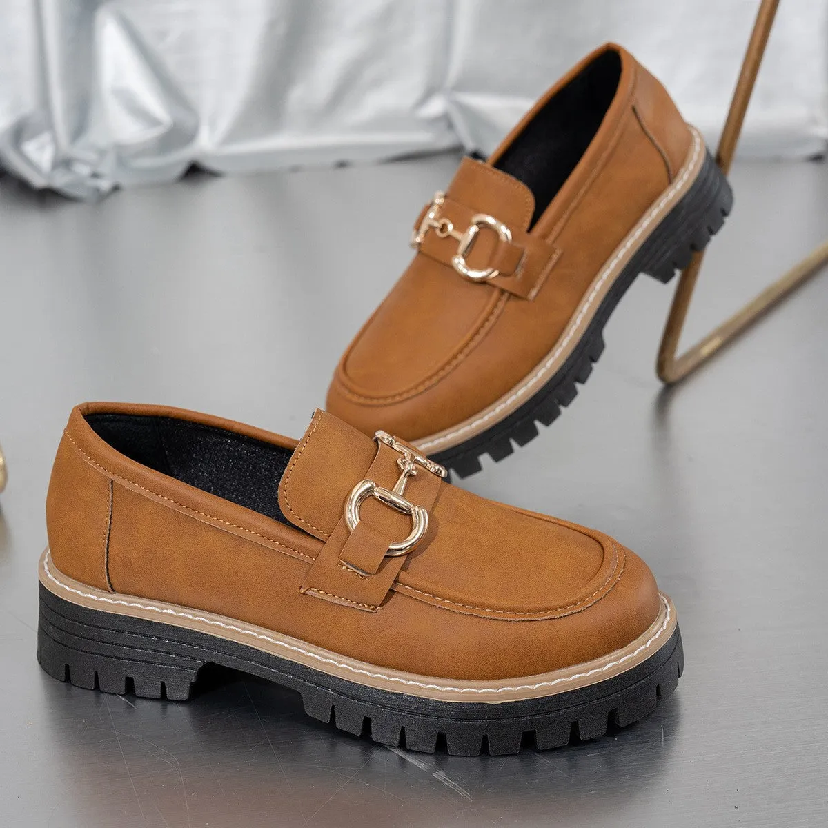 Hazel Blues® |  Round Toe Platform Loafers