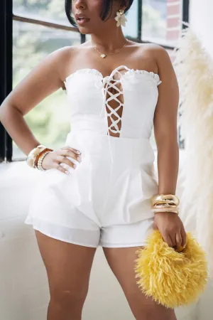 HEAVEN SENT LACE UP ROMPER