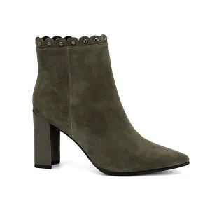 Hot Rivets Decorated Fashion Classic Kid Suede Ankle Boots Sexy Pointed Toe High Heel Women Shoes Zip Winter Boots