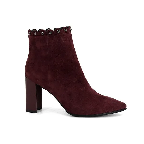 Hot Rivets Decorated Fashion Classic Kid Suede Ankle Boots Sexy Pointed Toe High Heel Women Shoes Zip Winter Boots