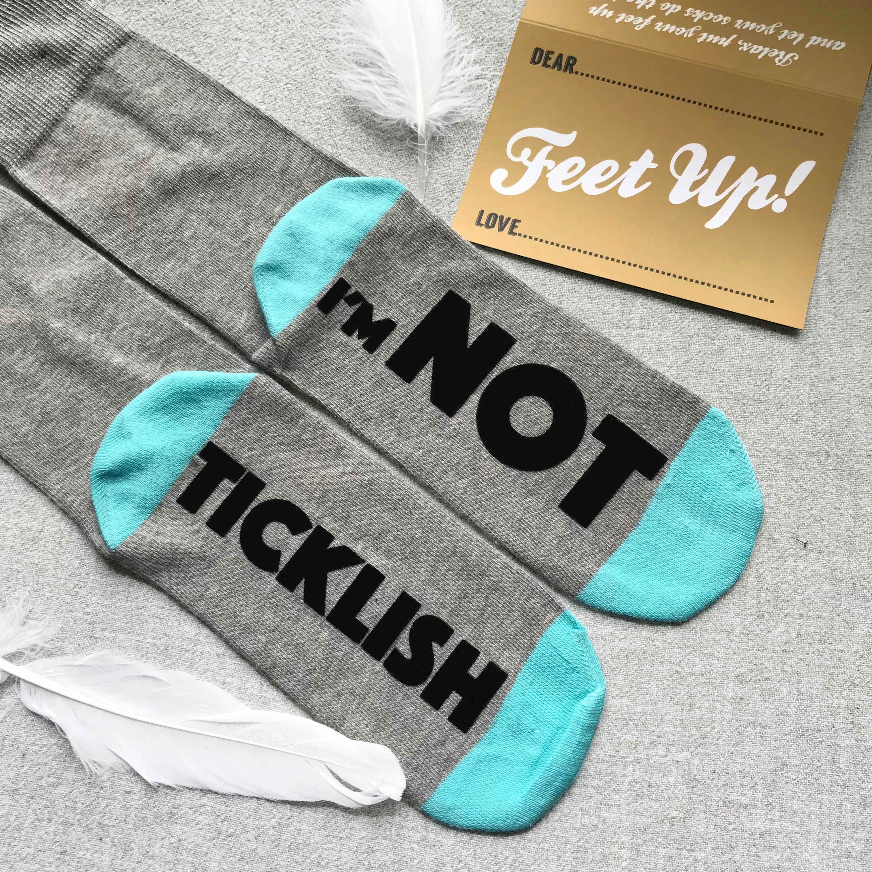 'I'm Not Ticklish' funny Feet Up socks