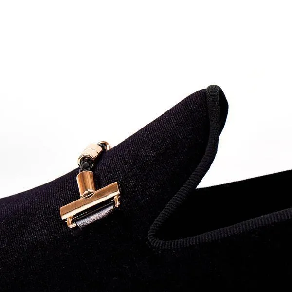 Italian Style Men Velvet Loafers Shoes with Strap Buckle Detail