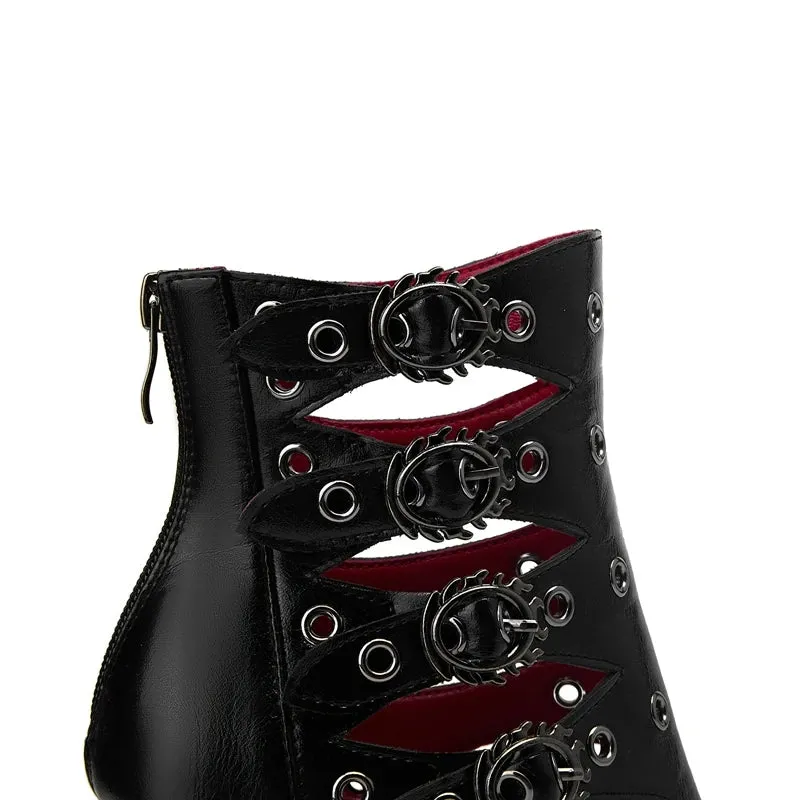 Jasmine – Women's Rivet Wolf Teeth High Heel Boots