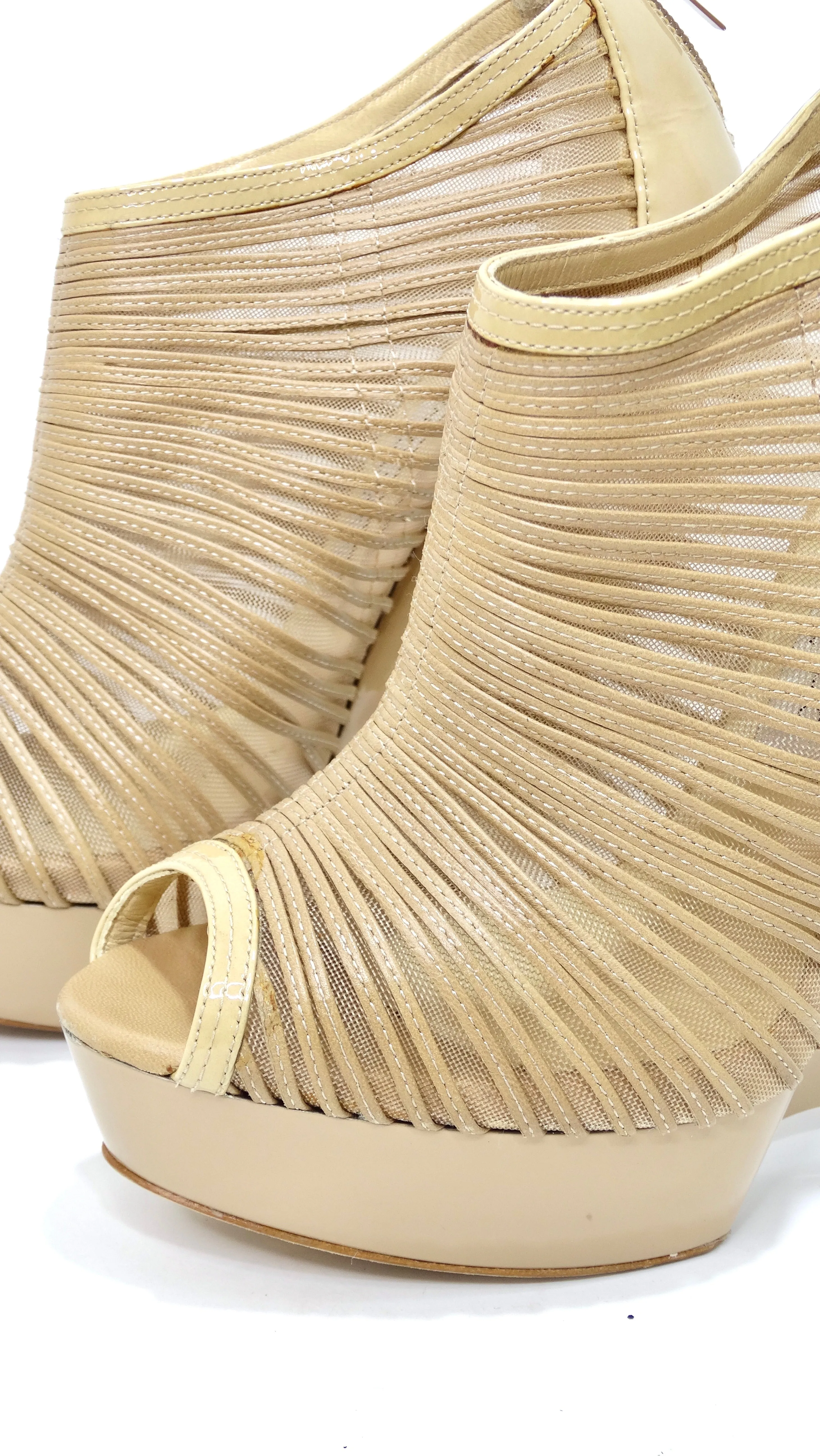 Jimmy Choo Nude Ellie Patent Leather Booties