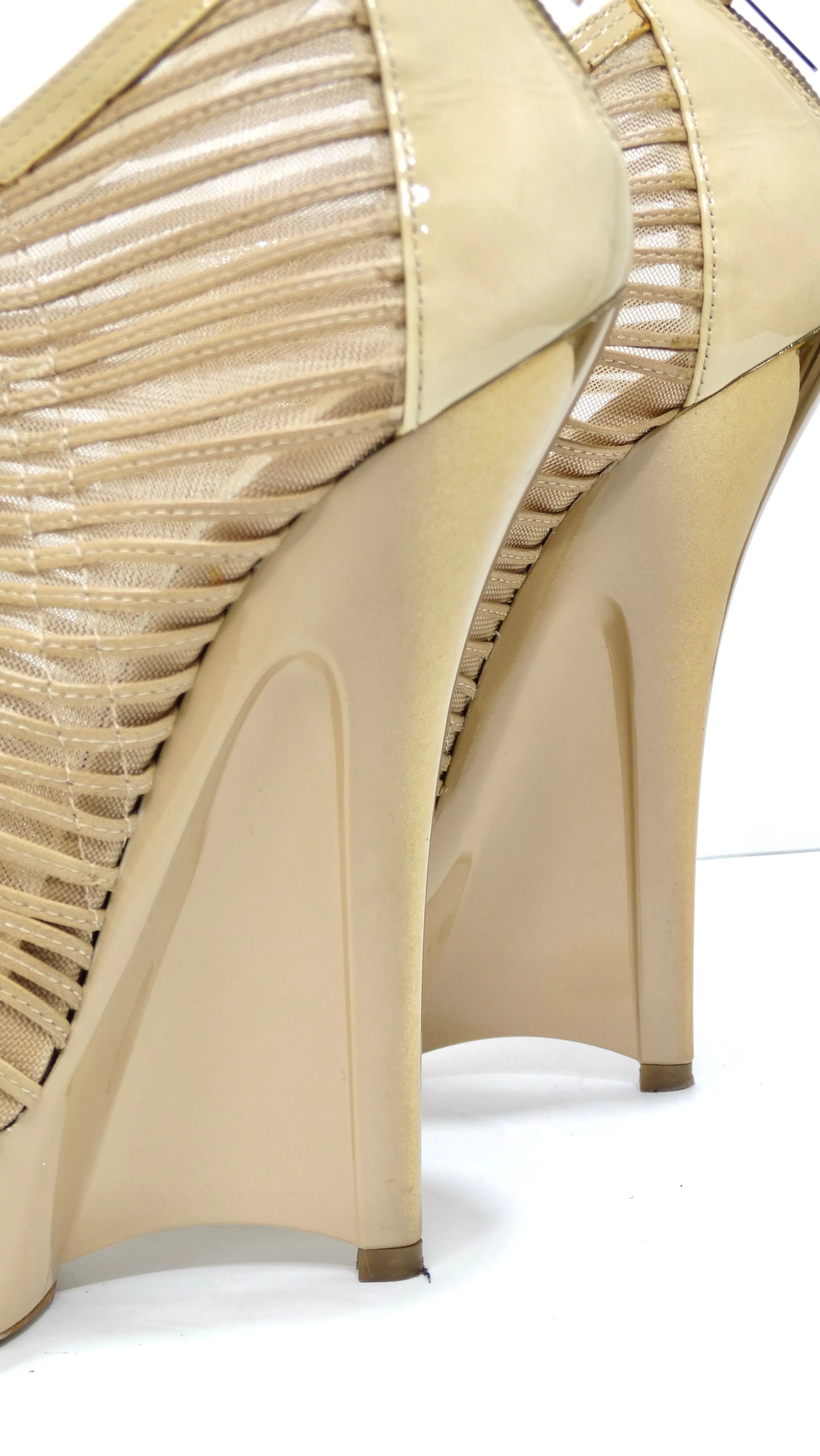 Jimmy Choo Nude Ellie Patent Leather Booties