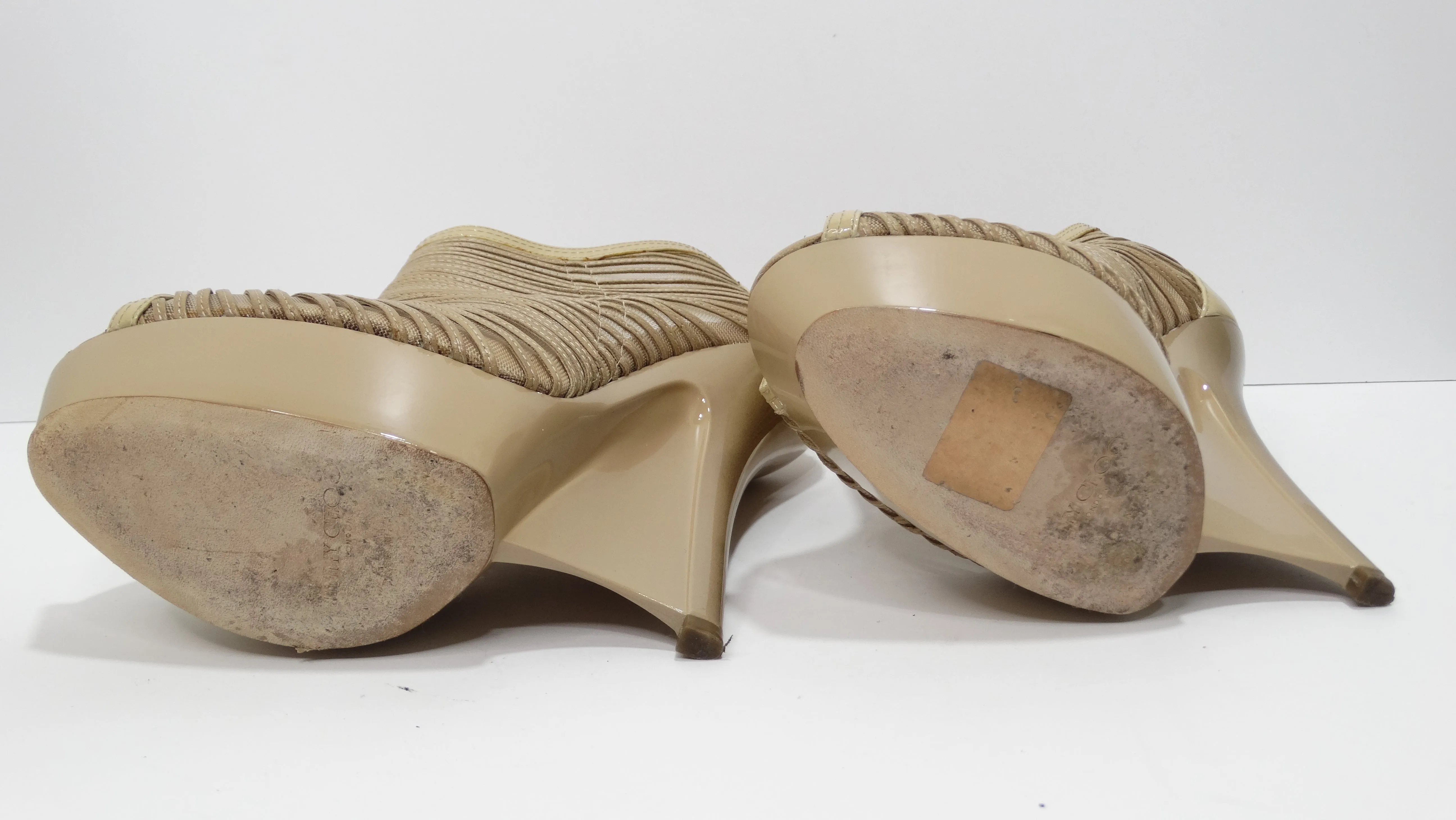 Jimmy Choo Nude Ellie Patent Leather Booties