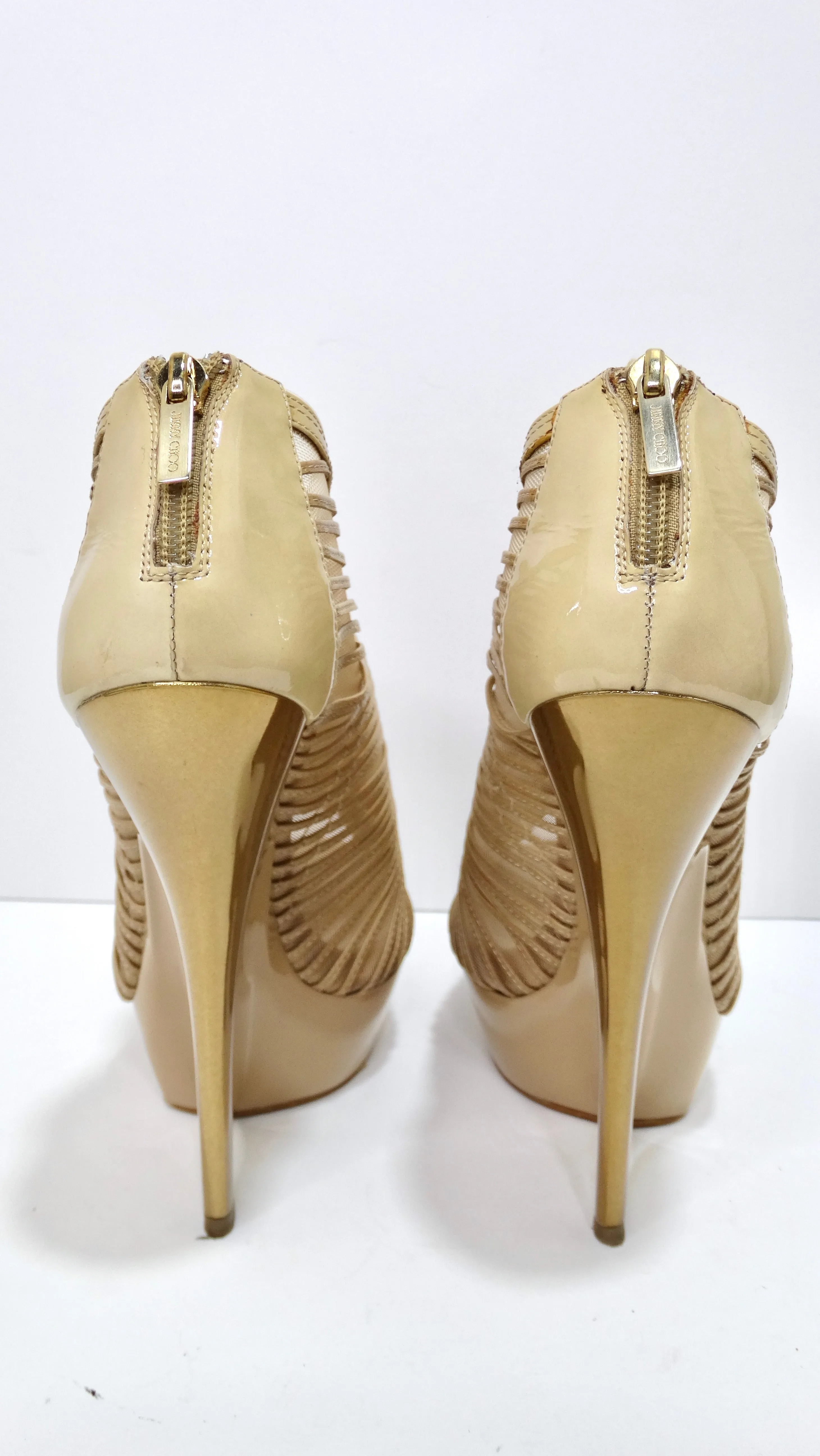 Jimmy Choo Nude Ellie Patent Leather Booties