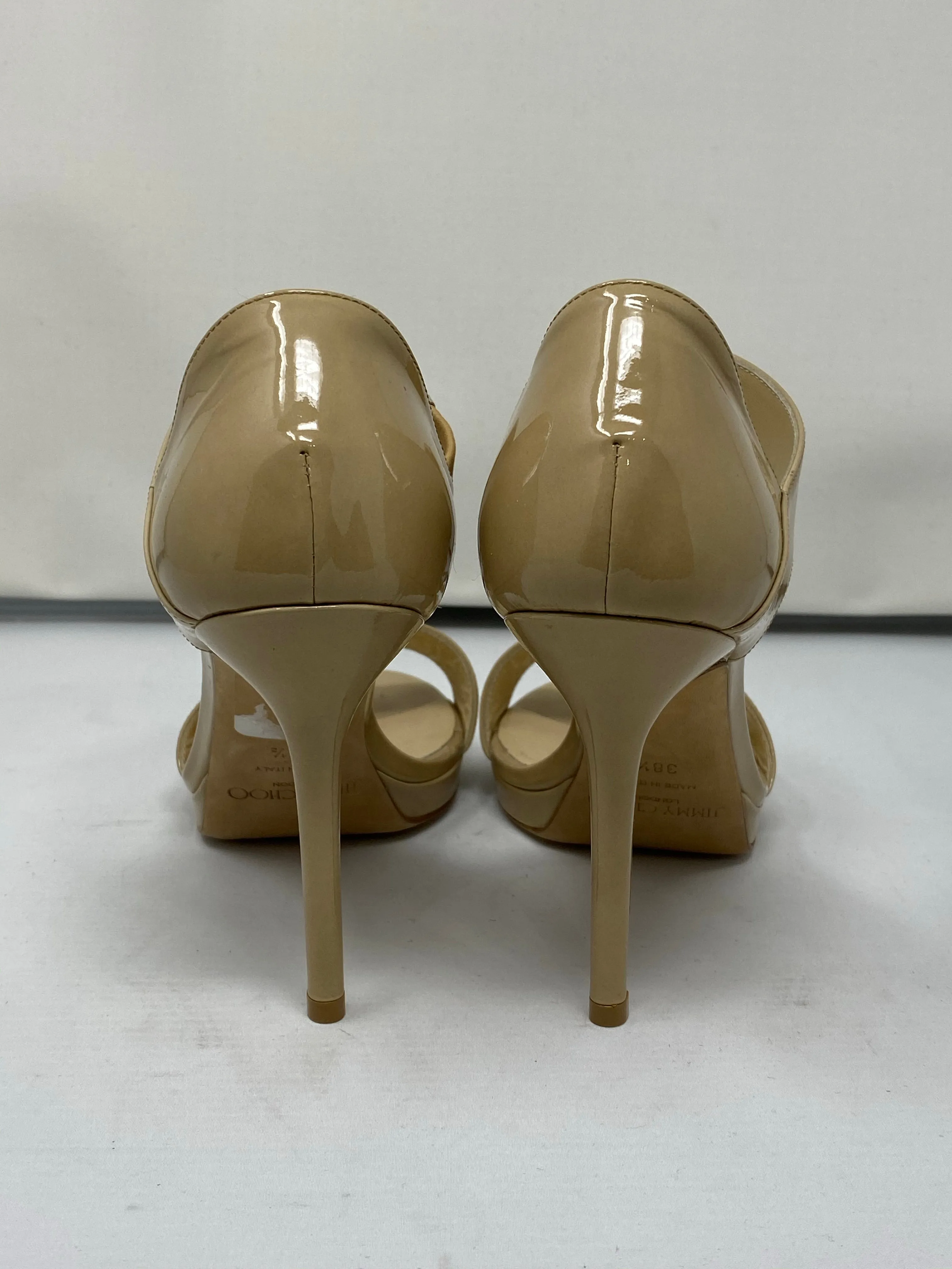 Jimmy Choo Patent Leather Beige Sandal Heel