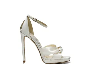 Jimmy Choo Women's Ivory Satin Knot Sandal Rosie 120 40% OFF