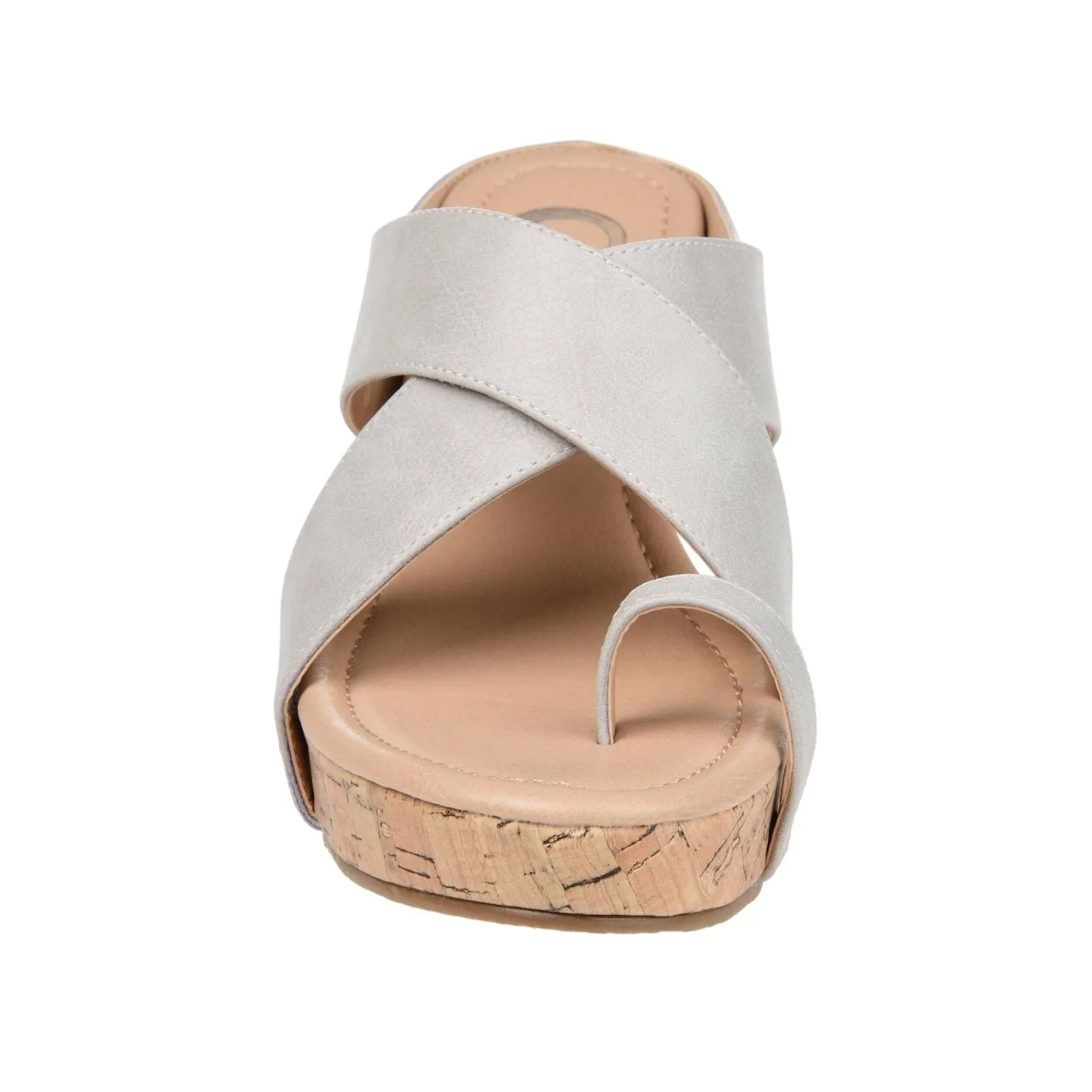 Journee Collection Rayna Tru Comfort Foam Wedge Heel Slip On Sandals Stone 6.5M