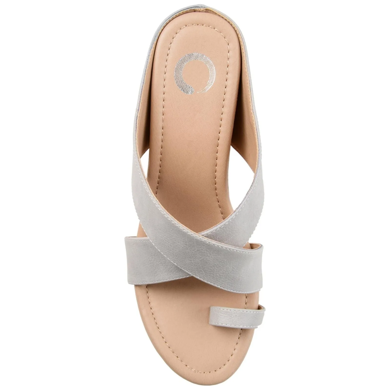 Journee Collection Rayna Tru Comfort Foam Wedge Heel Slip On Sandals Stone 6.5M
