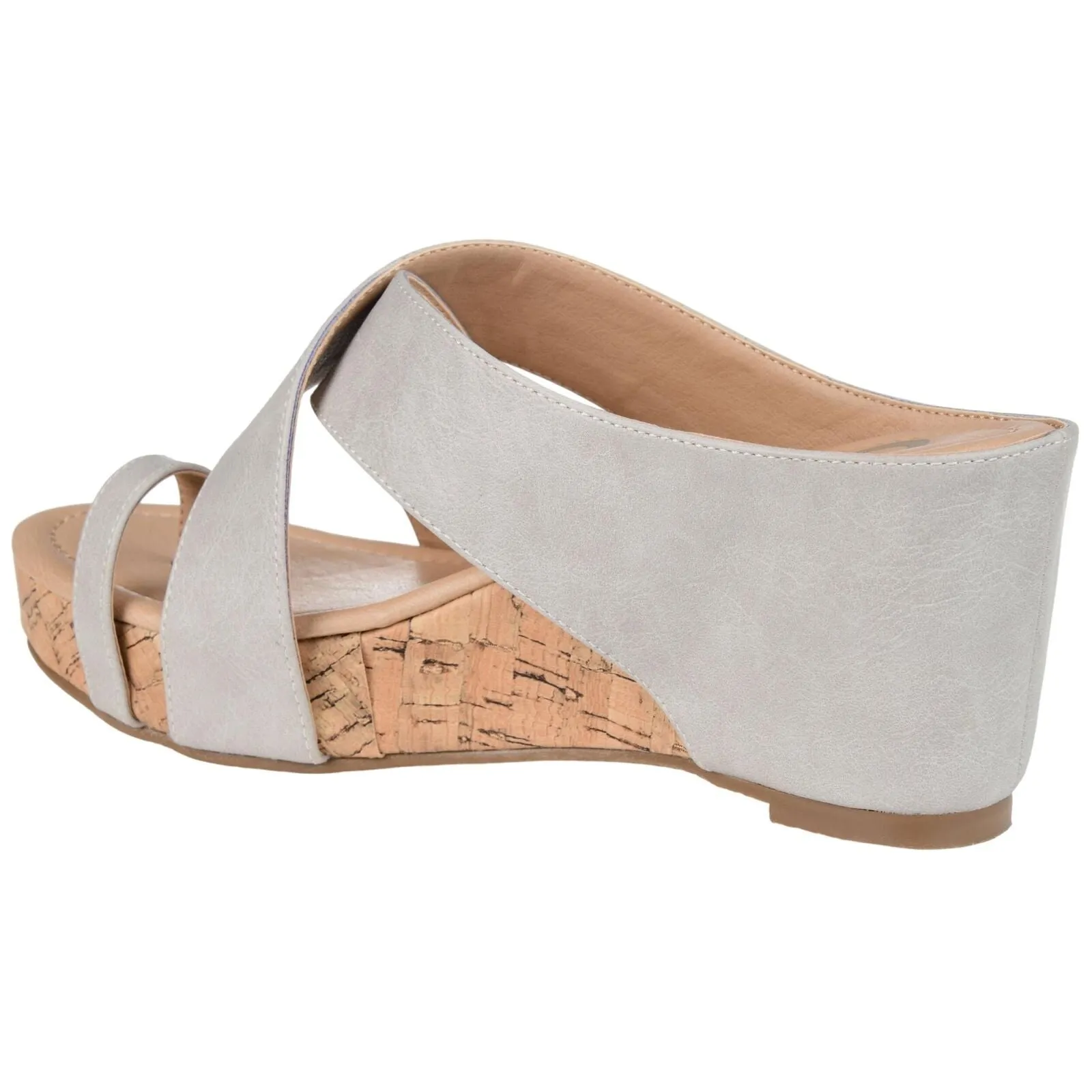 Journee Collection Rayna Tru Comfort Foam Wedge Heel Slip On Sandals Stone 6.5M
