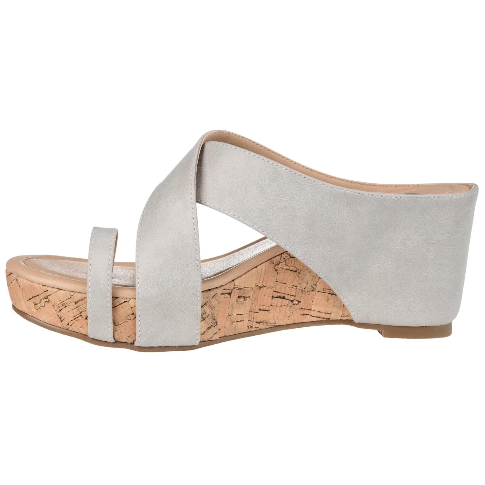 Journee Collection Rayna Tru Comfort Foam Wedge Heel Slip On Sandals Stone 6.5M