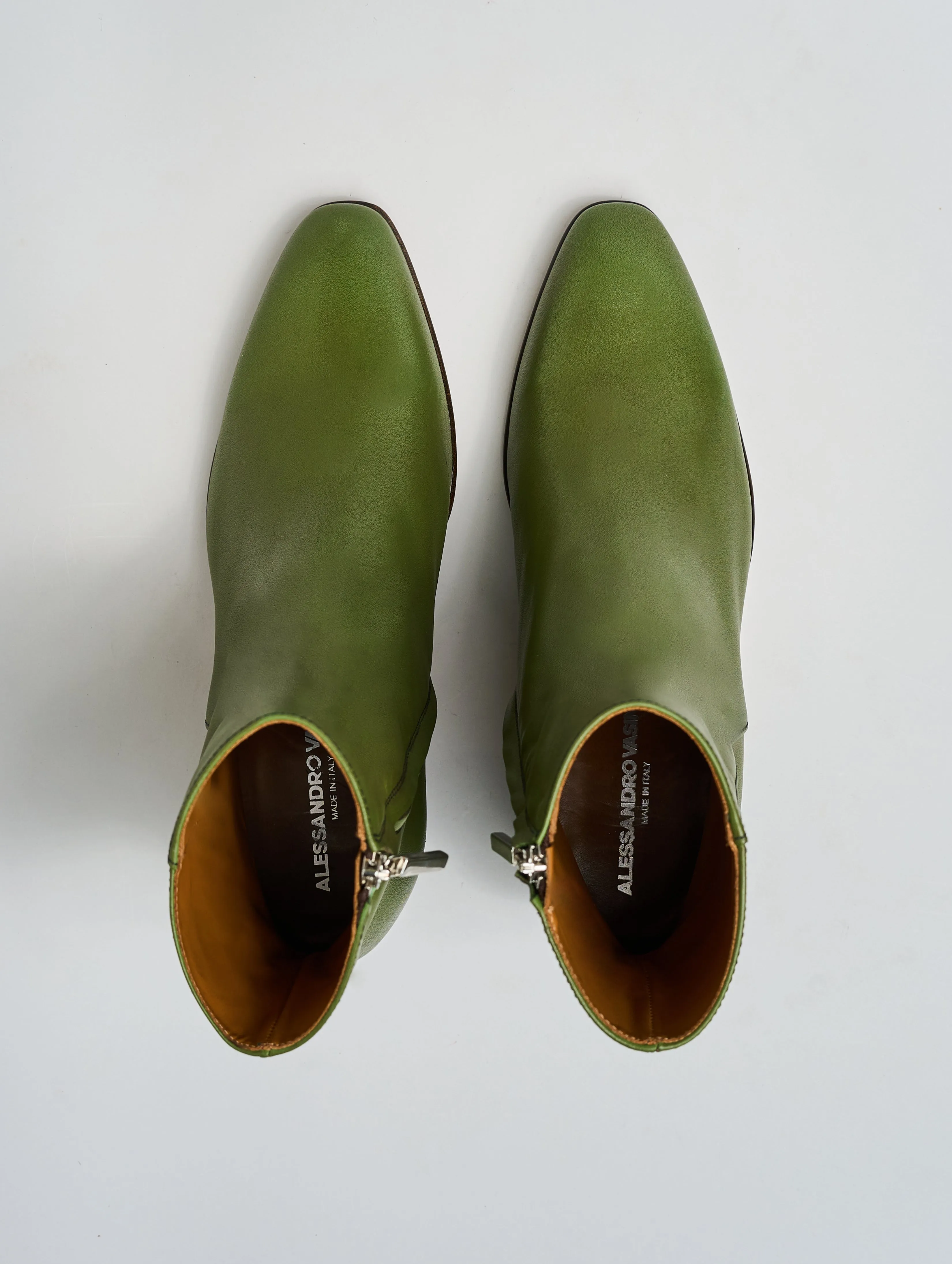 JUAN 60MM ANKLE BOOT IN VINTAGE GREEN CALFSKIN