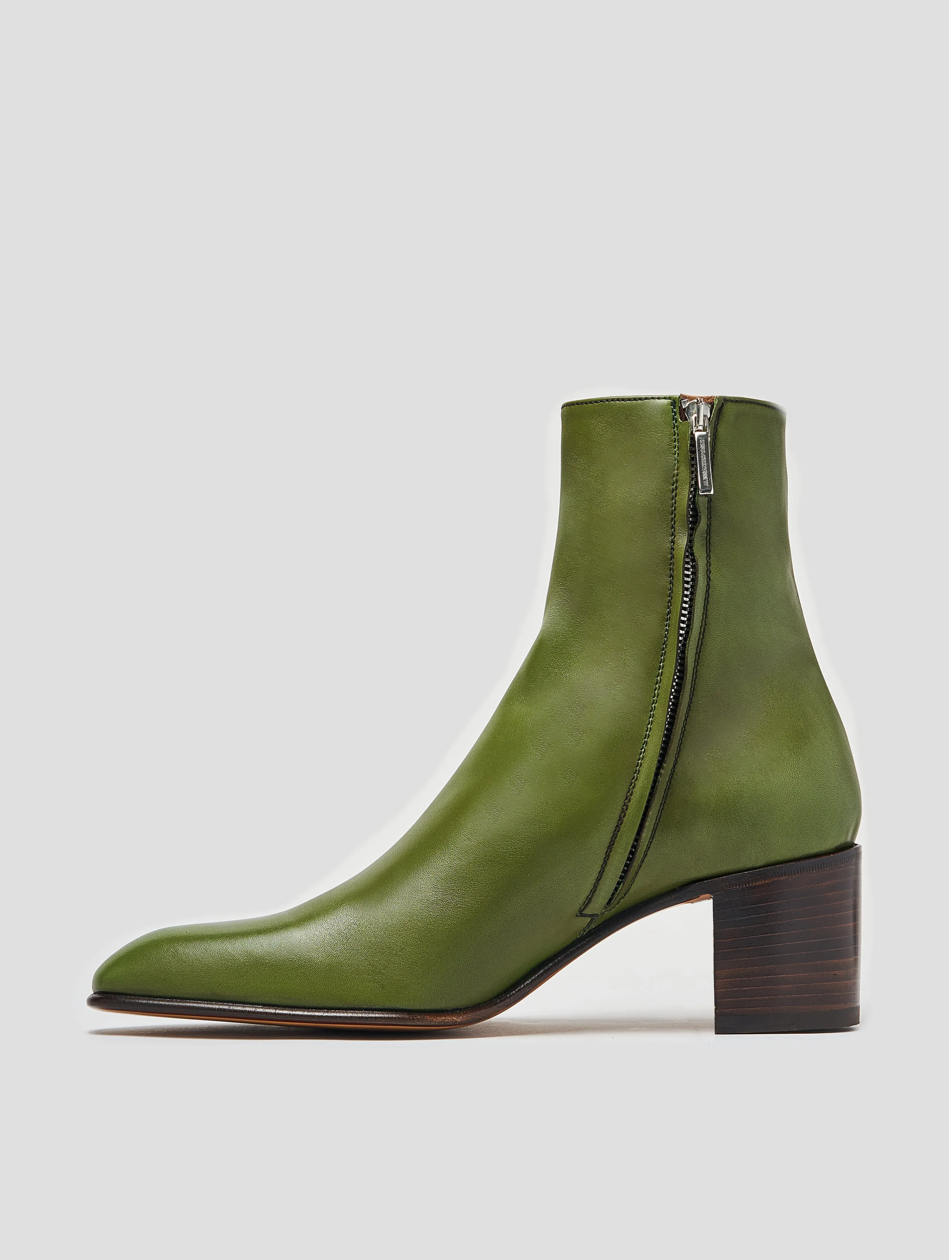 JUAN 60MM ANKLE BOOT IN VINTAGE GREEN CALFSKIN