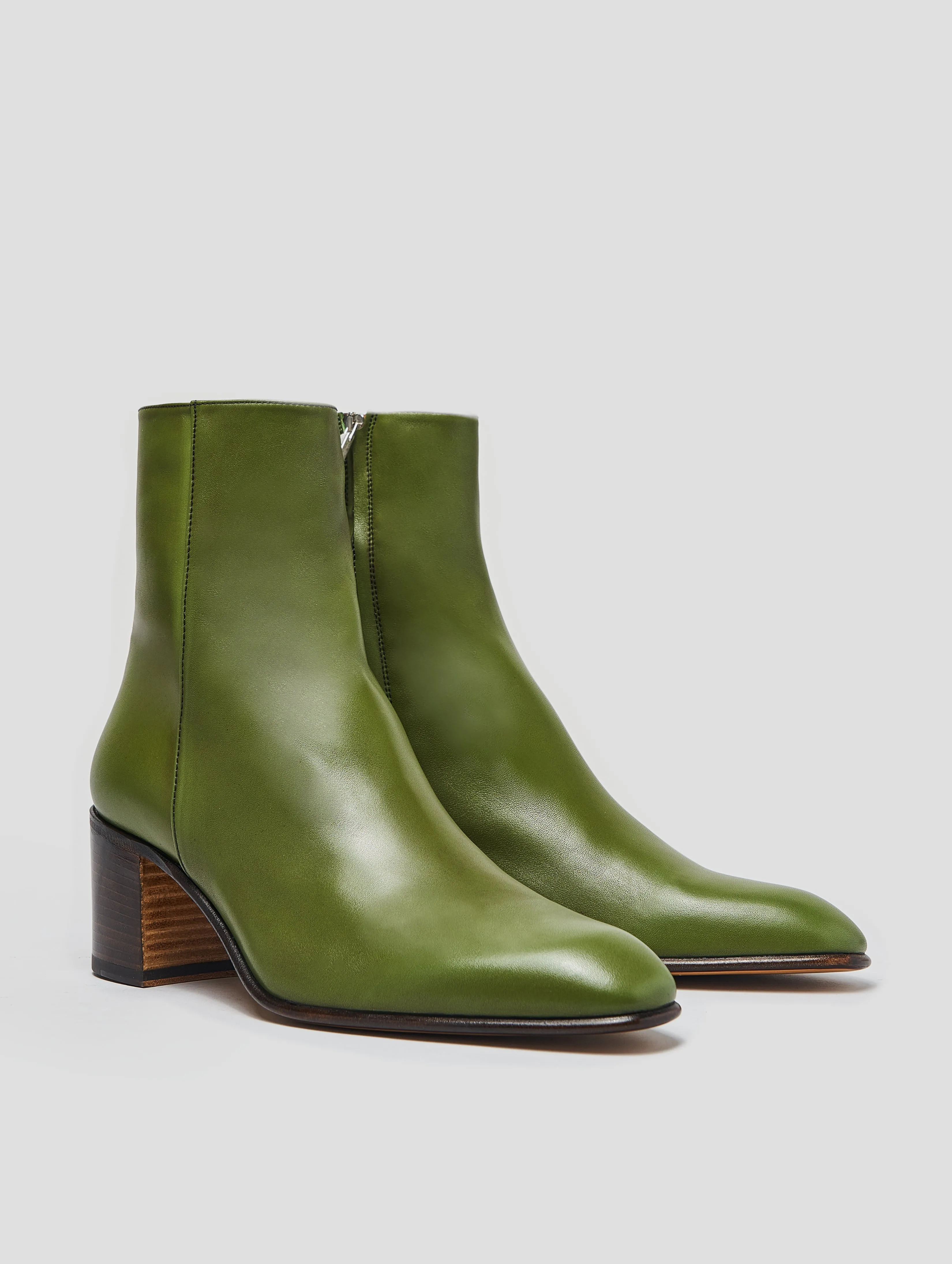 JUAN 60MM ANKLE BOOT IN VINTAGE GREEN CALFSKIN