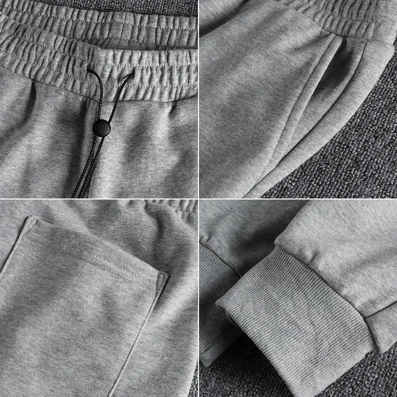 Knitted Sweatpants - Men's Simple Cotton Elastic Waist Loose Drawstring Casual Ankle-tied Pants