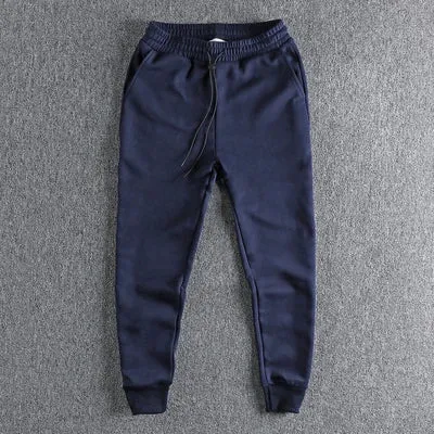 Knitted Sweatpants - Men's Simple Cotton Elastic Waist Loose Drawstring Casual Ankle-tied Pants