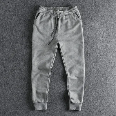 Knitted Sweatpants - Men's Simple Cotton Elastic Waist Loose Drawstring Casual Ankle-tied Pants