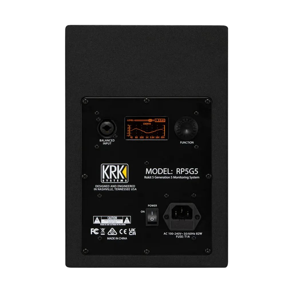KRK ROKIT Gen5 Studio Monitor 5" Class D Powered; Kevlar Drivers; Onboard DSP - Single