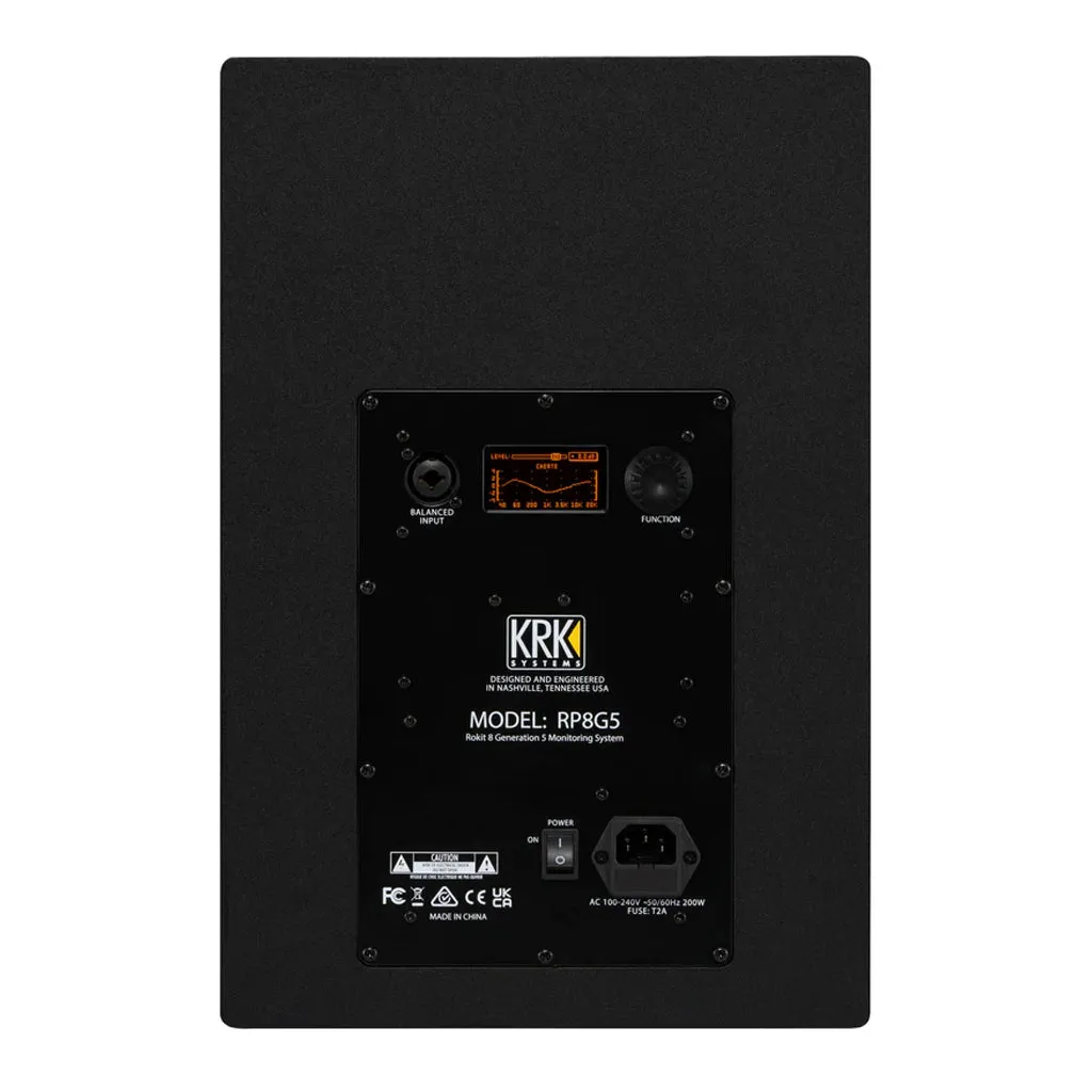KRK ROKIT Gen5 Studio Monitor 8" Class D Powered; Kevlar Drivers; Onboard DSP - Single