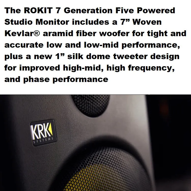 KRK RP7-G5 Rokit Generation 5 Active Studio Monitors - 7" (NEW!) with Protective Speaker Grilles