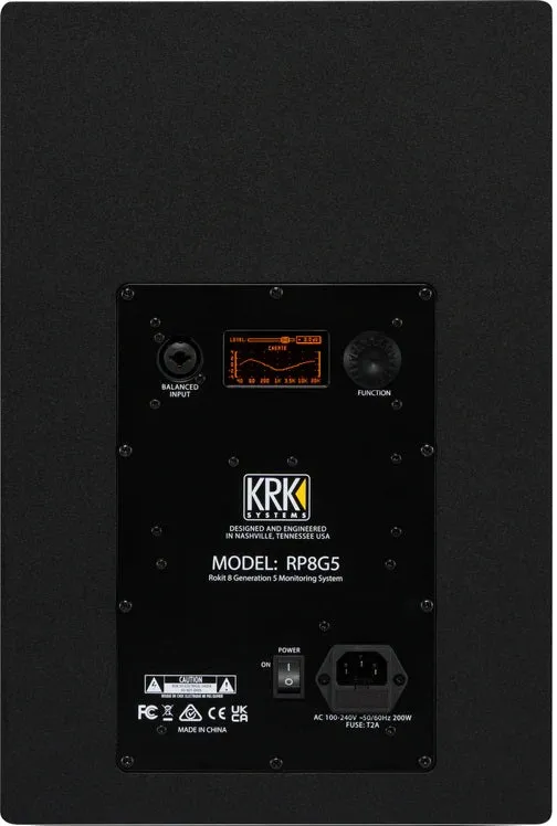 KRK RP8-G5 Rokit Generation 5 Active Studio Monitors - 8" (NEW!) with Protective Speaker Grills (SINGLE)