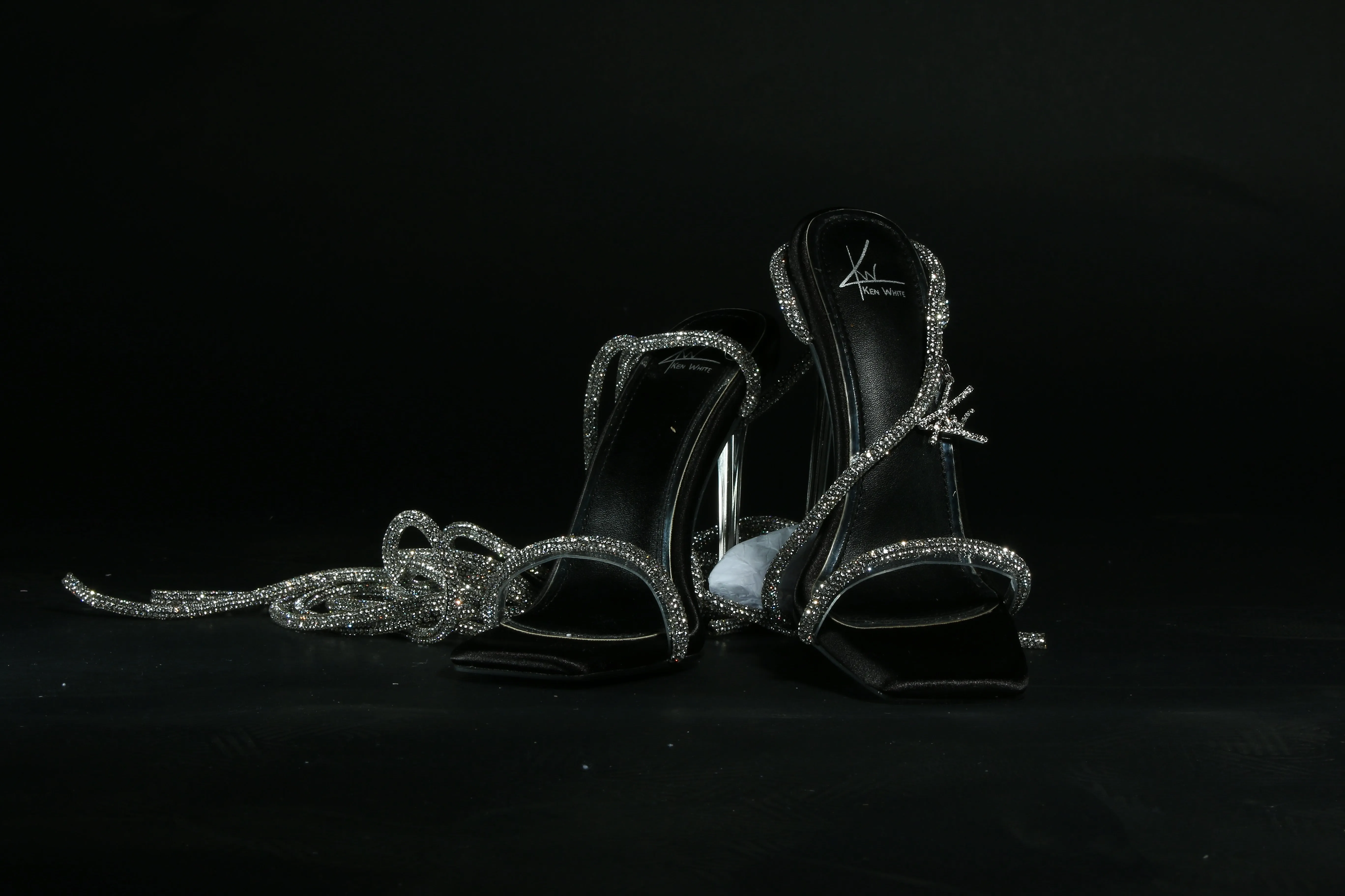 KW Black Classic Crystal Sandals