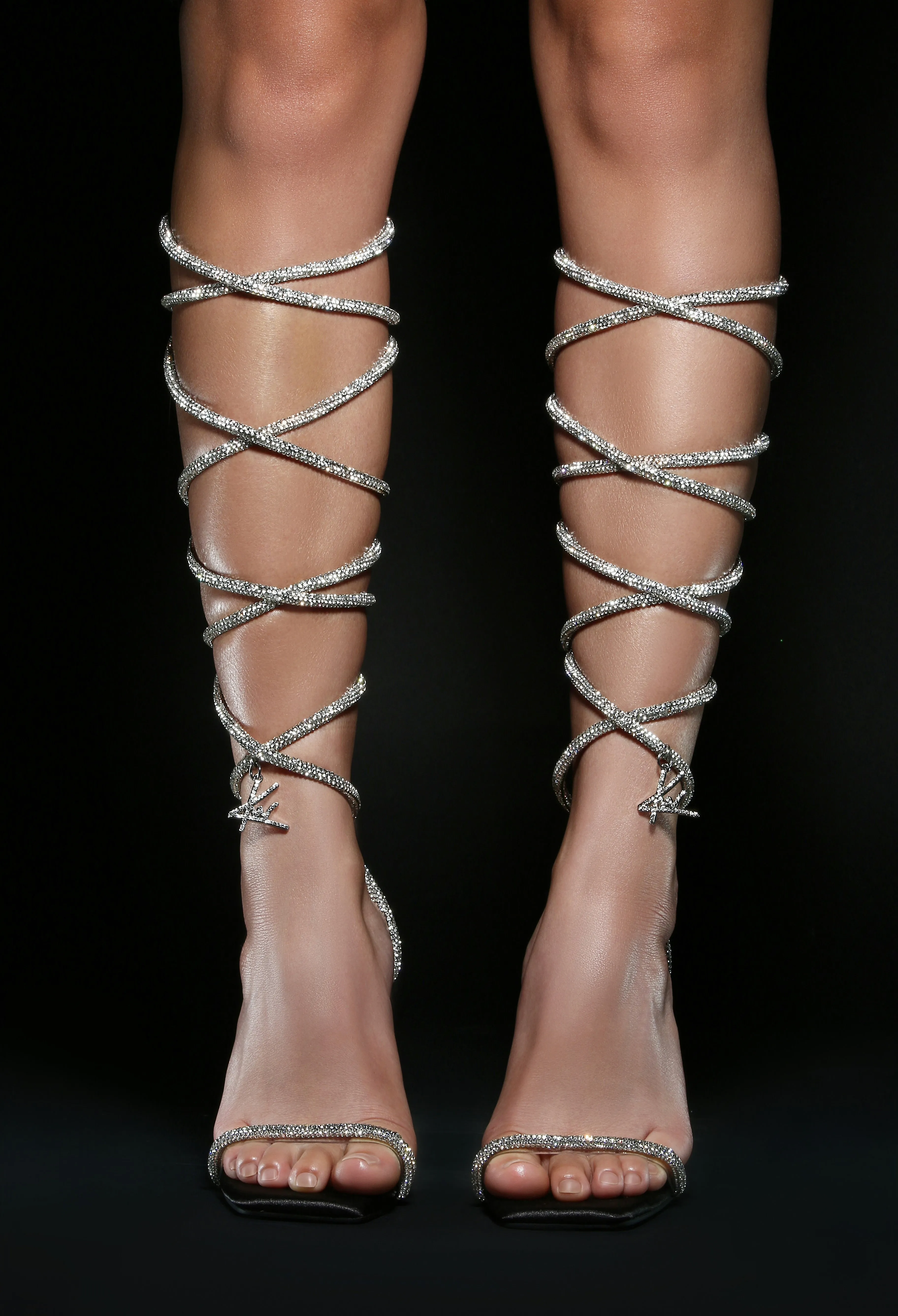 KW Black Classic Crystal Sandals