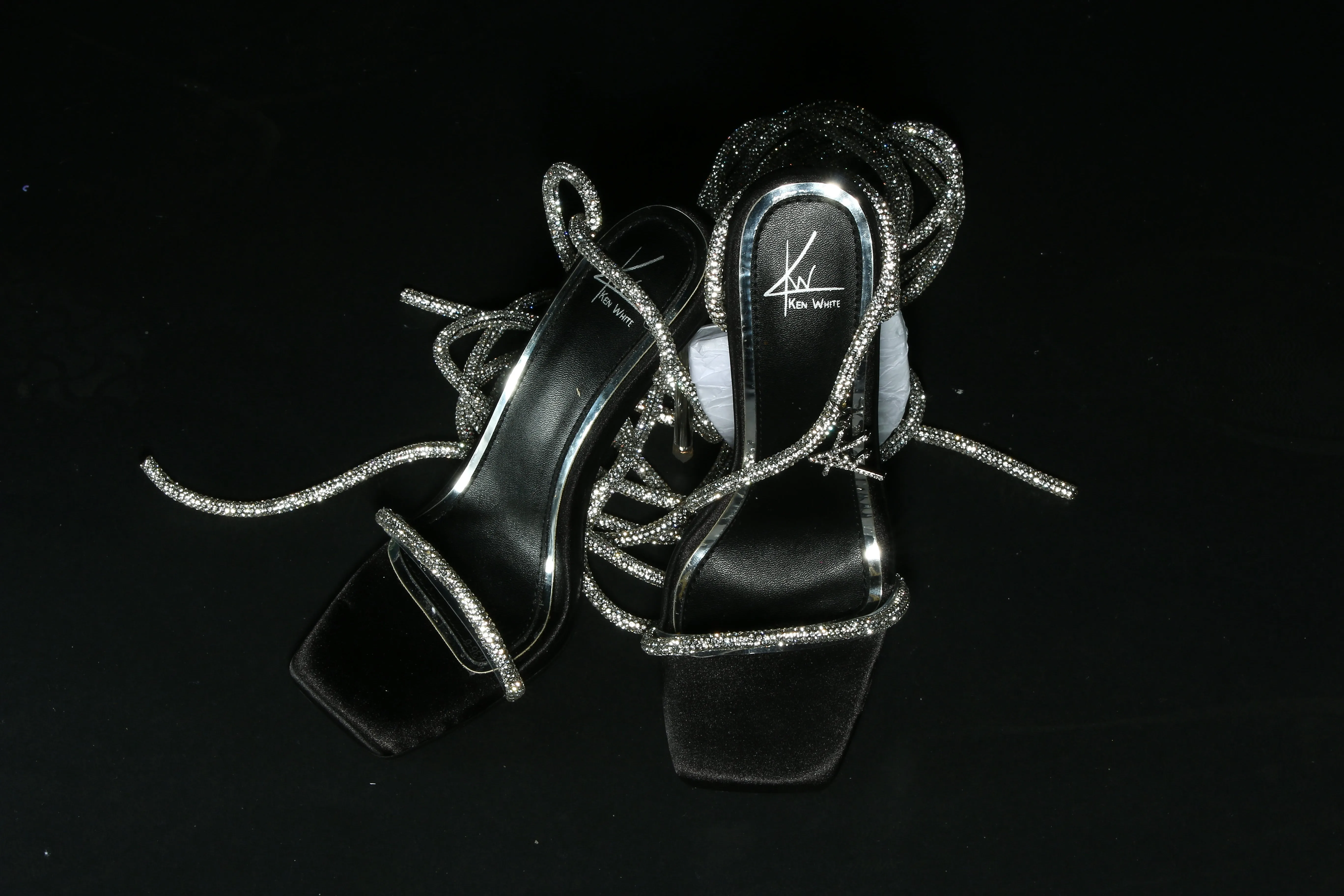 KW Black Classic Crystal Sandals