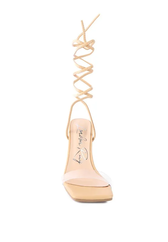 Lace Up Leg Diamante 4.7" High Heel Sandals