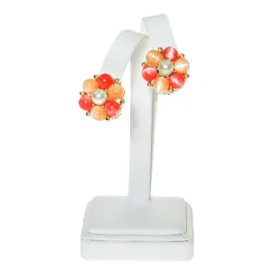 Lisner Peachy Moonglow Beaded Earrings