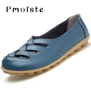 Loafers genuine leather flat women shoes
