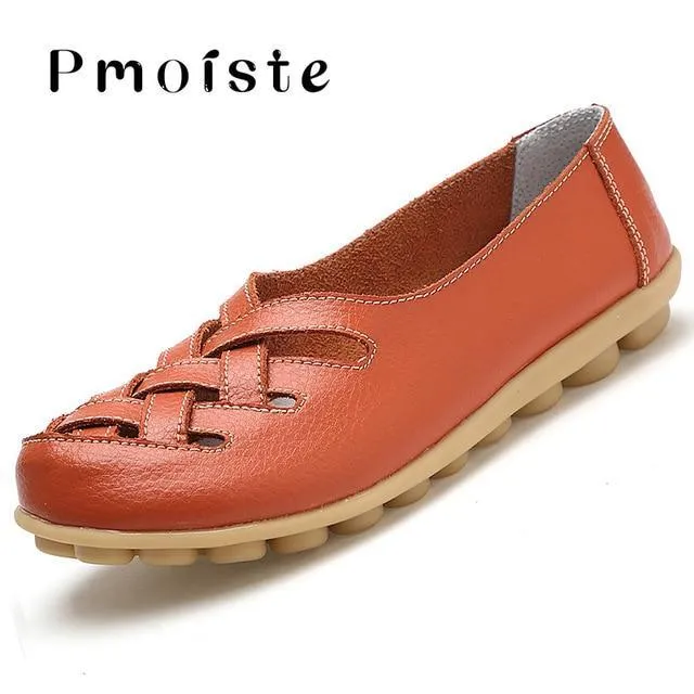 Loafers genuine leather flat women shoes