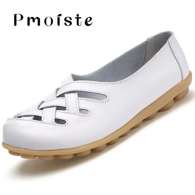 Loafers genuine leather flat women shoes