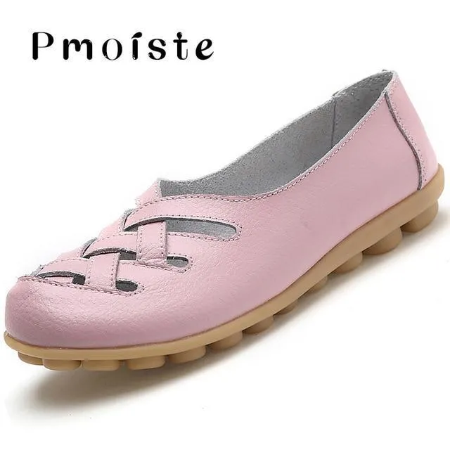 Loafers genuine leather flat women shoes