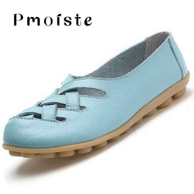 Loafers genuine leather flat women shoes