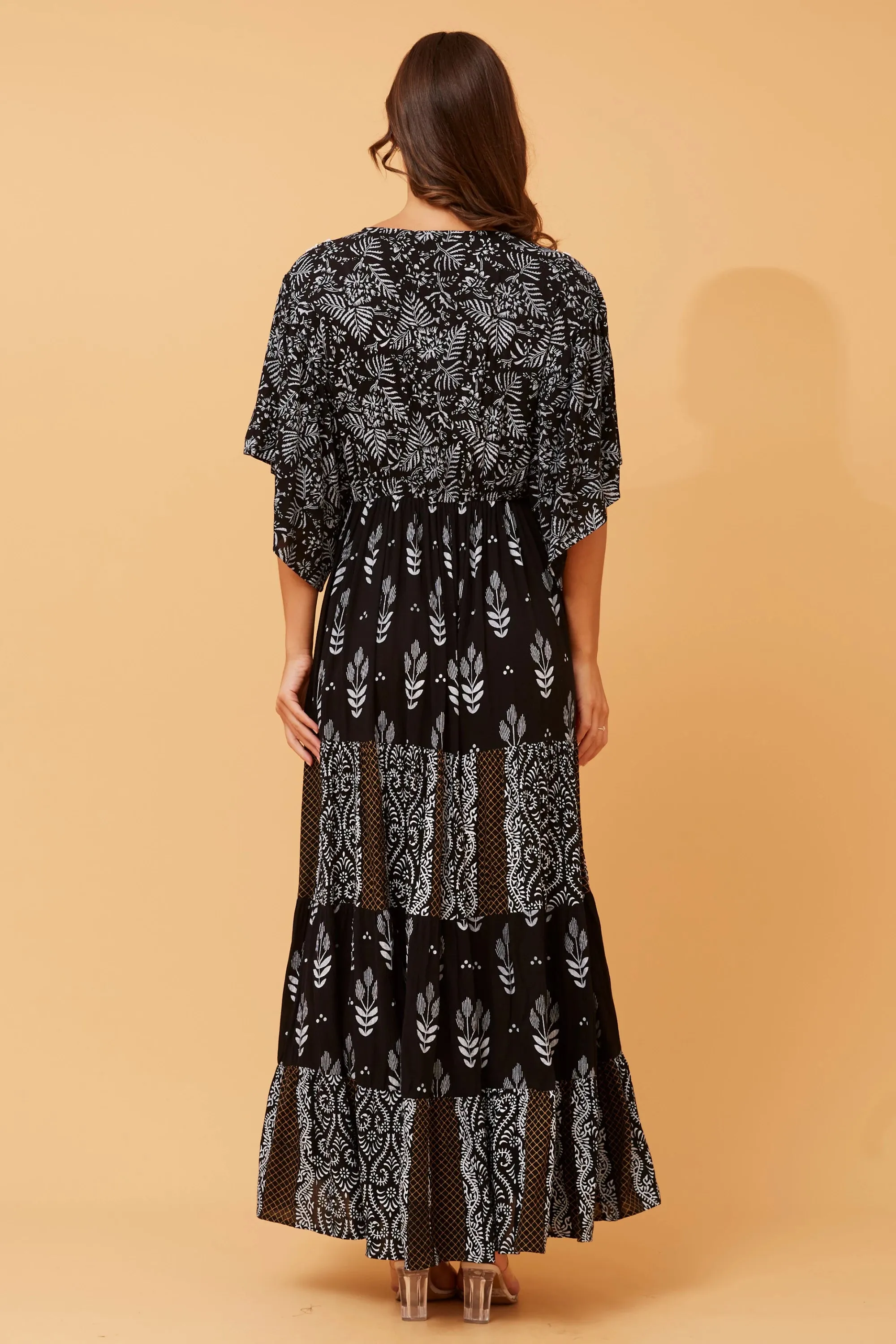 Luna Black Embellished Boho Maxi Dress