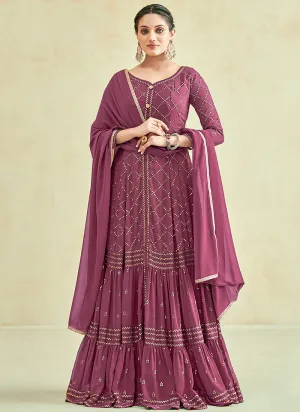 Mauve Sequence Embroidery Anarkali Gown