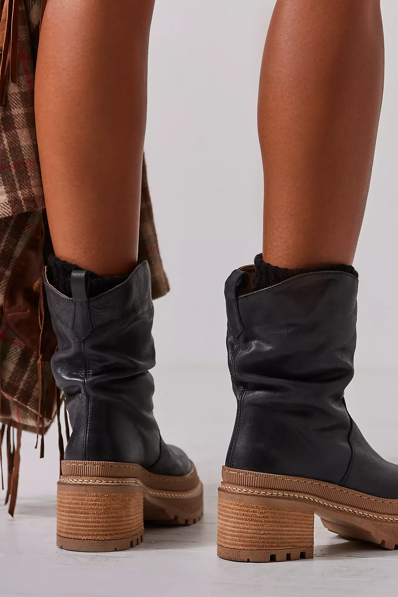Mel Slouch Boot in Black Leather