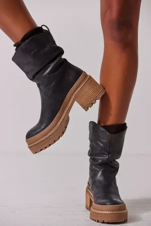 Mel Slouch Boot in Black Leather
