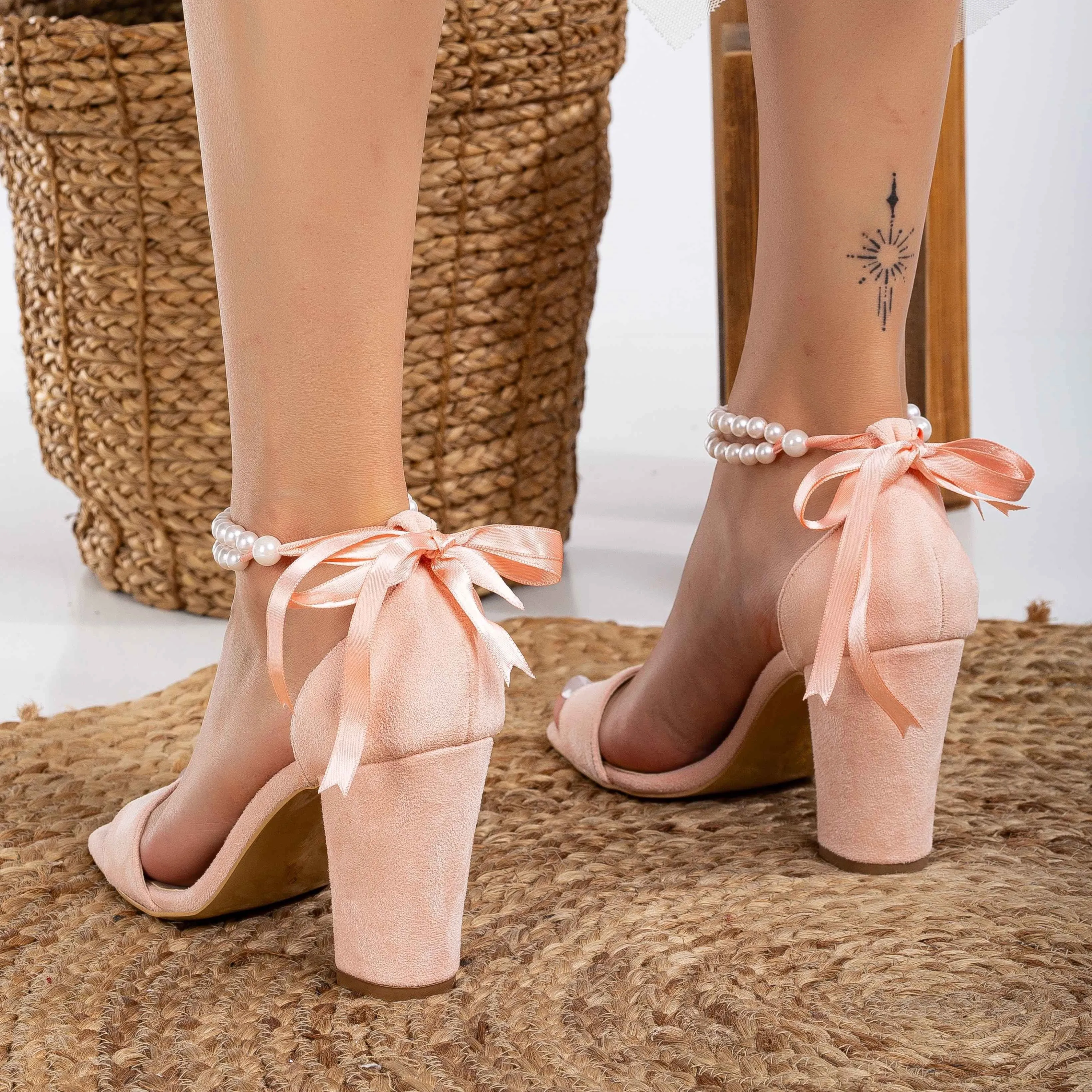 Melissa Vegan Suede Pearl Heeled Sandals | Coral