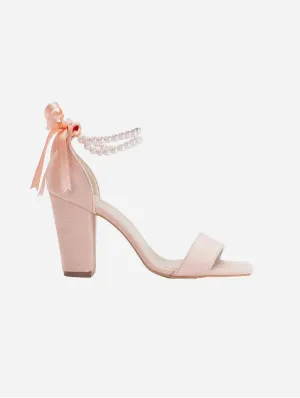 Melissa Vegan Suede Pearl Heeled Sandals | Coral