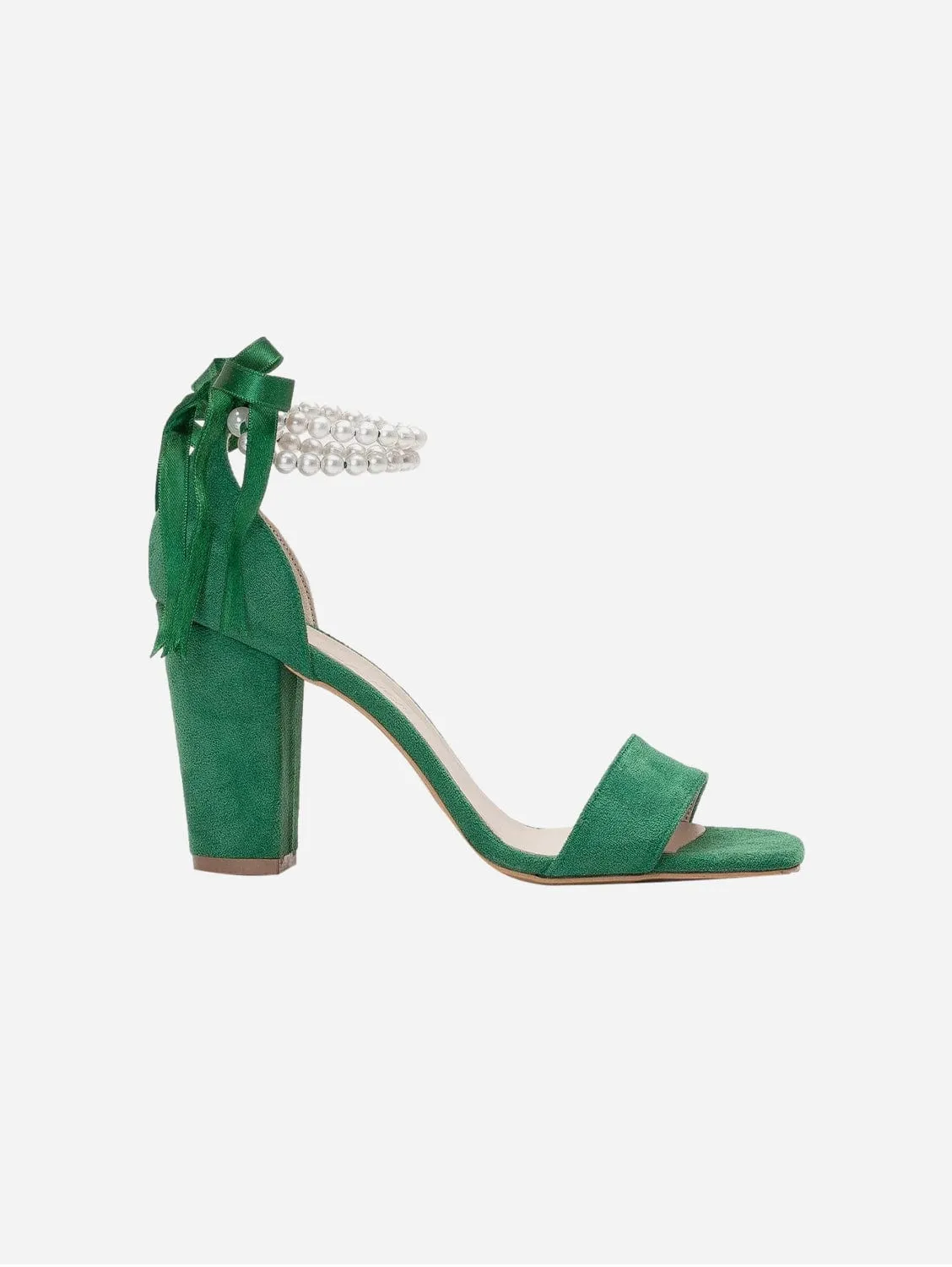 Melissa Vegan Suede Pearl Heeled Sandals | Green
