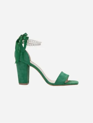 Melissa Vegan Suede Pearl Heeled Sandals | Green
