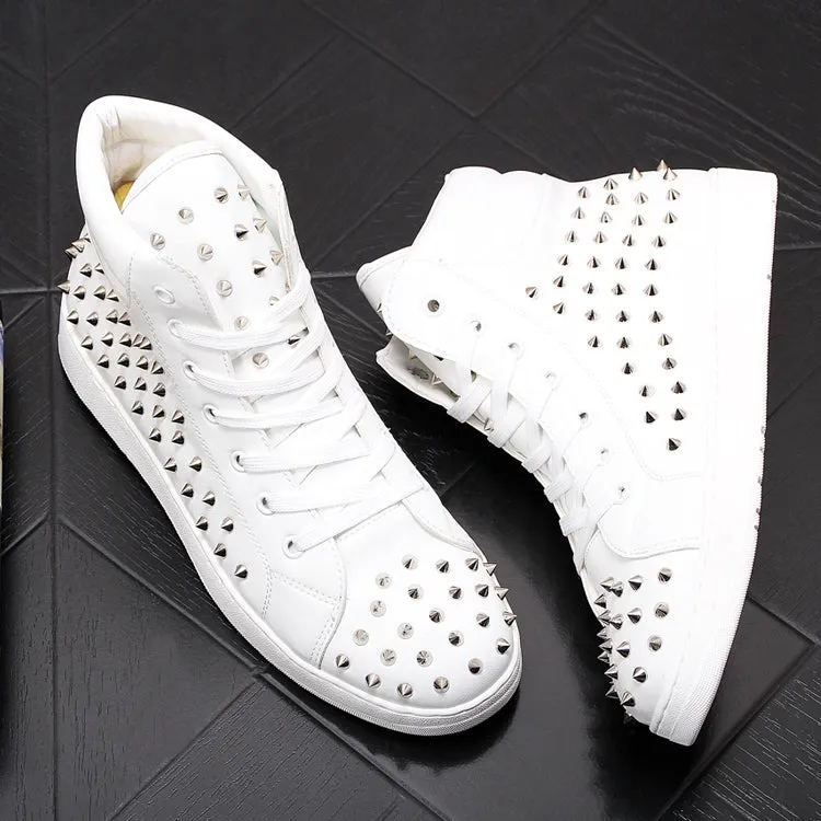 Men Fashion Causal Ankle Boots Spring Autumn Rivets Punk Style High Top Sneakers Men Charm Trending Leisure Shoes