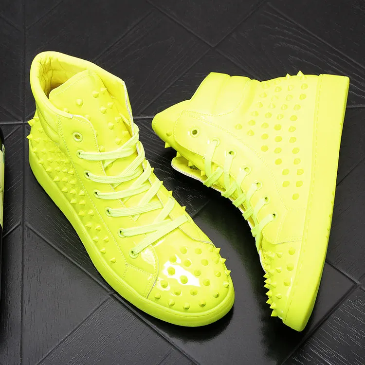 Men Fashion Causal Ankle Boots Spring Autumn Rivets Punk Style High Top Sneakers Men Charm Trending Leisure Shoes