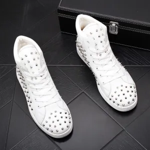 Men Fashion Causal Ankle Boots Spring Autumn Rivets Punk Style High Top Sneakers Men Charm Trending Leisure Shoes