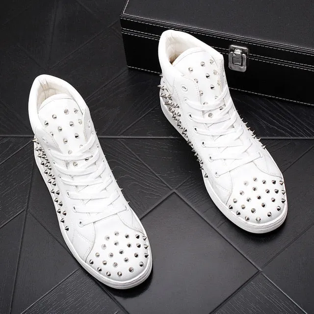 Men Fashion Causal Ankle Boots Spring Autumn Rivets Punk Style High Top Sneakers Men Charm Trending Leisure Shoes