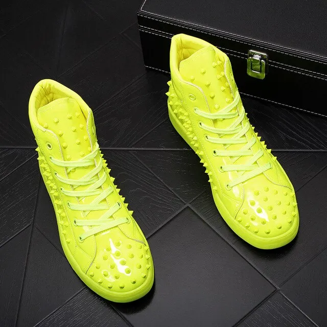 Men Fashion Causal Ankle Boots Spring Autumn Rivets Punk Style High Top Sneakers Men Charm Trending Leisure Shoes
